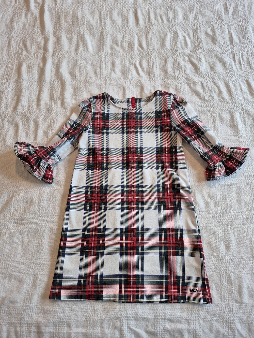 Vineyard Vines girls XS or 5/6 plaid 3/4 ruffle sleeve dress VGUC
